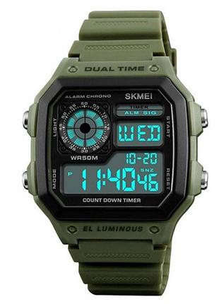 Наручний годинник skmei 1299ag у кольорі army green з цифровим дисплеєм