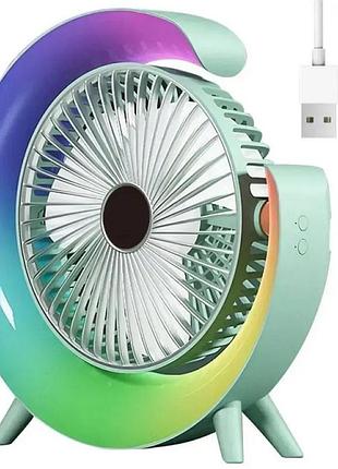 Настольный аккумуляторный вентилятор с rgb-подсветкой и usb‑type‑c 33278 — портативный беспроводной вентилятор для дома и офиса