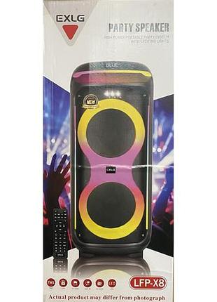 Переносна акустична колонка bs lfp x8/0126 1200 вт, 2×12" зі вбудованим bluetooth, tws, fm, usb, tf, led-підсвіткою, з мікрофоном