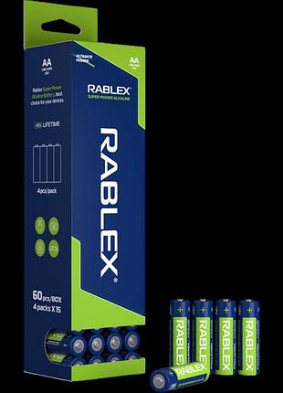 Батарейки rablex lr6 aa супер мощные щелочные (60 штук в упаковке)