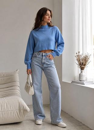 Светр bershka укорочений блакитний | віскоза