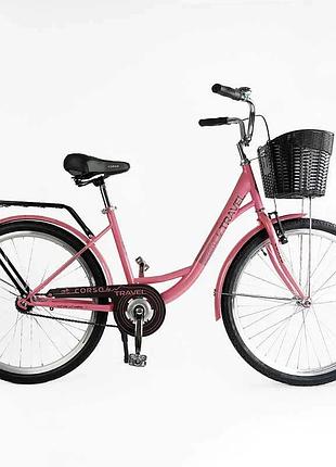 Городской велосипед corso «travel» 26'' tl-26611 с корзиной