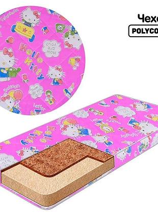 Матрас "малышка-2" с кокосом и поролоном hello kitty в розовом цвете
