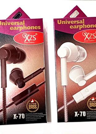 Вакуумные наушники xzs x-70 с микрофоном и пультом управления