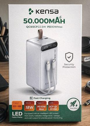 Портативний зовнішній акумулятор kensa kp-101 50000 mah — потужний зовнішній power bank для смартфонів і планшетів