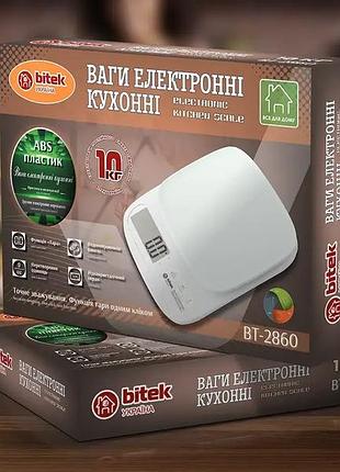 Электронные кухонные весы bitek bt-2860, цифровые до 10 кг — точные кухонные весы для дома