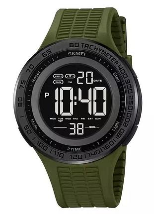 Наручний цифровий годинник skmei 2155ag у стильному кольорі army green