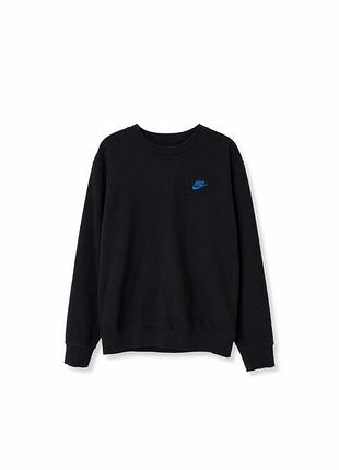 Чоловічий світшот nike чорний з вишитим синім логотипом • s • стан ідеальний
