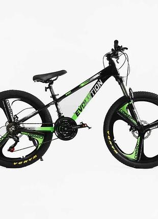 Спортивный велосипед corso evolution 24 дюйма ev-24203-1 прочная рама, дисковые тормоза