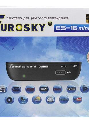 Цифровой тв-ресивер тюнер eurosky es-16 mini с поддержкой dvb-t2