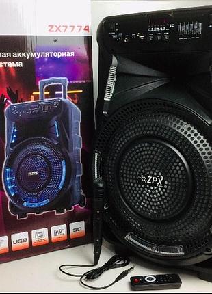Портативная акустическая система zx-7774 bt с bluetooth, аккумулятором и led-подсветкой для вечеринок на улице и дома