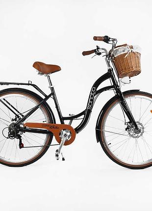 Велосипед міського типу corso "sonata" sn-28033 з кошиком та shimano 7 швидкостей