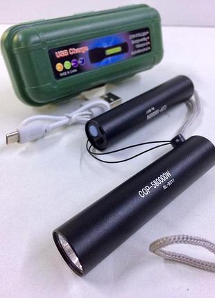Мощный ручной фонарик bl 517 с cob-подов на светодиодом и usb-зарядкой
