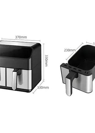 Аэрофритюрница domotec ms-3226, двойная корзина, 13 л, сенсорное управление, мощность 4800 вт