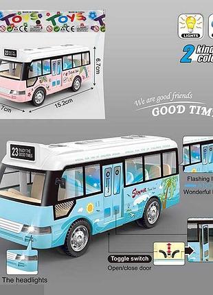 Игрушечный автобус 7723 (110) с инерционным ходом, звуком и подсветкой в двух цветах