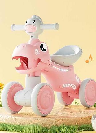 Детский беговел joy 4-х колесный lk-30721 с подсветкой и звуковыми эффектами, колеса pu, пластиковая рама