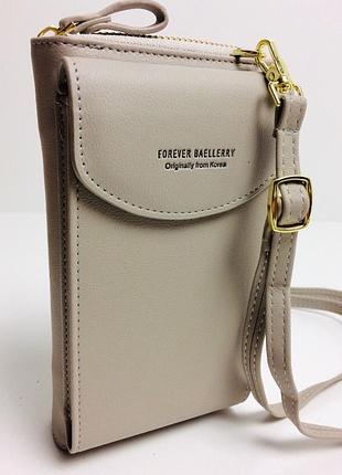 Жіночий стильний клатч-гаманець forever baellerry grey 8591/5705 із відділенням для телефону, сіро-блакитний аксесуар