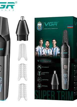 Акумуляторний триммер для носа, вух та окантовки vgr v-603 з usb зарядкою