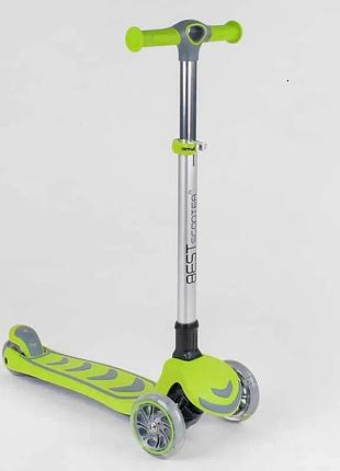 Трехколесный самокат best scooter 46987 с подсветкой колес, салатовый
