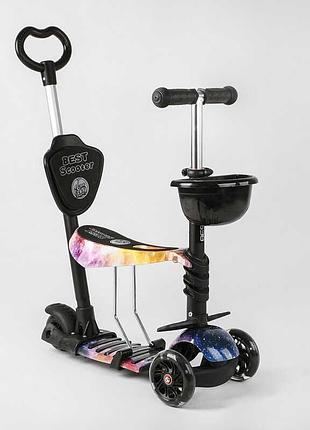 Самокат best scooter 5в1 16102 - абстракция с подсветкой, pu колеса