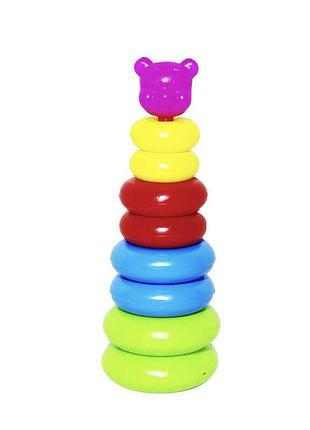 Яркая пирамидка из восьми цветных колец "m toys"