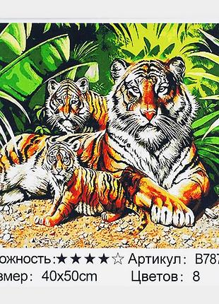 Унікальний набір для творчості: картина за номерами та алмазна мозаїка "сімейство тигрів" від tk group