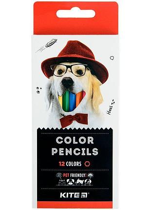 Кольорові олівці шістигранні kite dogs k22-051-1 з набором яскравих відтінків