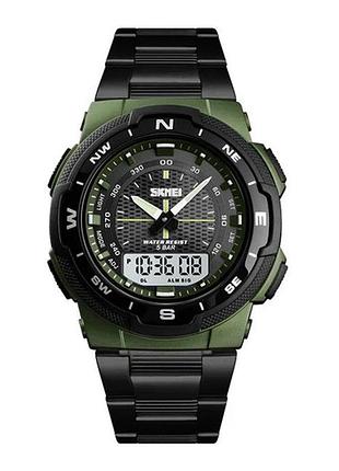 Спортивний чоловічий наручний годинник skmei 1370ag в кольорі army green з водозахистом 5 atm