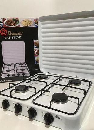 Газовая настольная плита domatec ms-6604 с 4 конфорками, компактная и удобная для дома