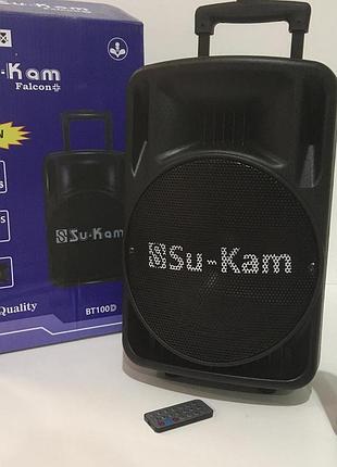 Портативна акустична система su-kam 7121/ bt-100 d з мікрофоном та bluetooth — переносна колонка для вечірок і караоке