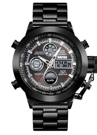 Мужские спортивные наручные часы skmei 1515bk в черном корпусе