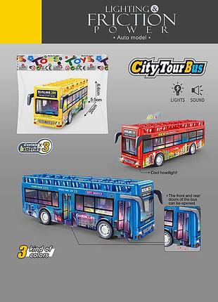 Игрушечный автобус модели 7736 (110) с подсветкой, звуками, инерционным движением и резиновыми шинами