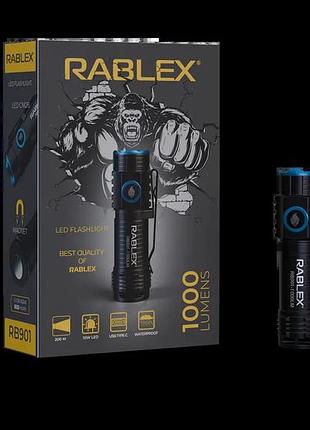 Ручний ліхтарик rablex rb 901, потужність 1000 лм — компактний переносний світлодіодний ліхтар