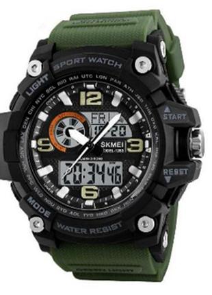 Надежные мужские часы skmei 1283ag в стильном цвете army green
