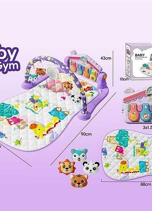 Детский игровой коврик 8632 с интерактивной панелью и мягкими игрушками