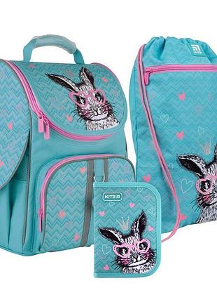 Дитячий рюкзак cute bunny set-k21-501s-4 kite з пеналом та сумкою для взуття