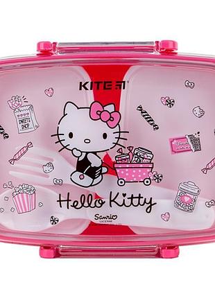Ланчбокс із комплектом столових приборів hello kitty hk24-181-2 kite об'ємом 760 мл