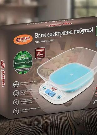 Електронні кухонні ваги bitek bt-125 з led‑дисплеєм для точного зважування