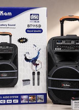 Портативная акустическая колонка bt-115 с микрофонами — беспроводная bluetooth колонка для вечеринок и караоке