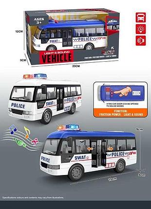 Игрушечный полицейский автобус ym 9906 b с подсветкой и звуками, инерционный механизм