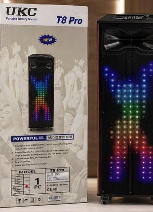 Портативная акустическая система t 8 10527 с led-подсветкой — переносная колонка для вечеринок и улицы