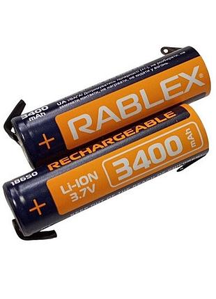 Мощный аккумулятор rablex 18650 li-ion 3400mah 3.7v с контактами 20а