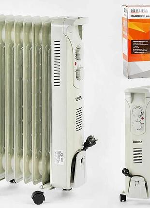 Потужний масляний обігрівач з вентилятором nikura 34858 – 2000 вт, 9 секцій