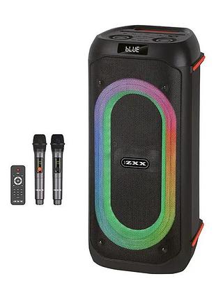 Портативная акустическая колонка zxx-9095 80 вт, 2×6,5" с bluetooth, usb, tf, tws, led, eq, rec, 2 микрофона (дк 5962)