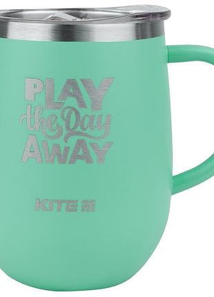 Термокружка бирюзового цвета 360 мл play all day away k22-378-02 kite