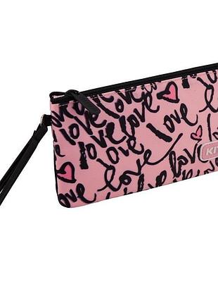 Косметичка пенал рожевого кольору love k19-664-1 kite з ручкою
