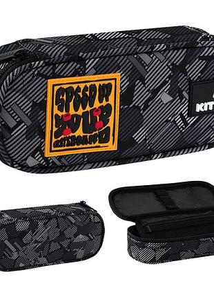 Пенал з одним відділенням та органайзером freestyle сірого кольору k26-599-20 kite
