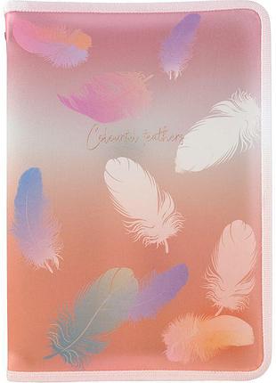 Папка на блискавці формату a4+ з принтом colorful feather 04 1807-94
