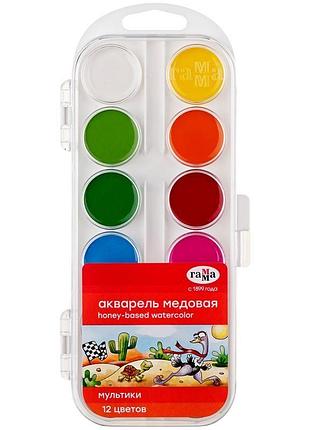Акварельные краски медовые мультики 211046 12 цветов гамма