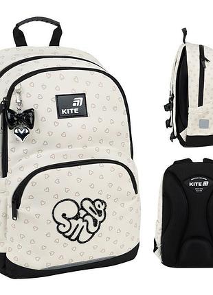 Детский рюкзак education shimmer&smile кремового цвета k26-585m-2 kite для школьников 6-10 лет